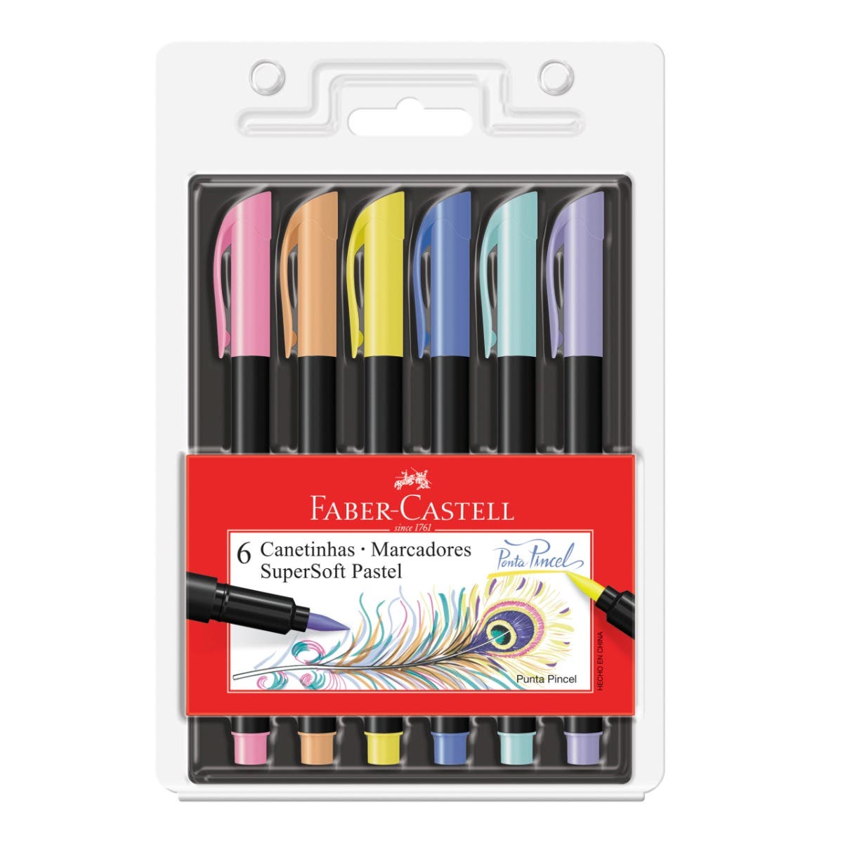 Marcadores punta pincel Supersoft 6 colo Faber Castell Nacional Librería