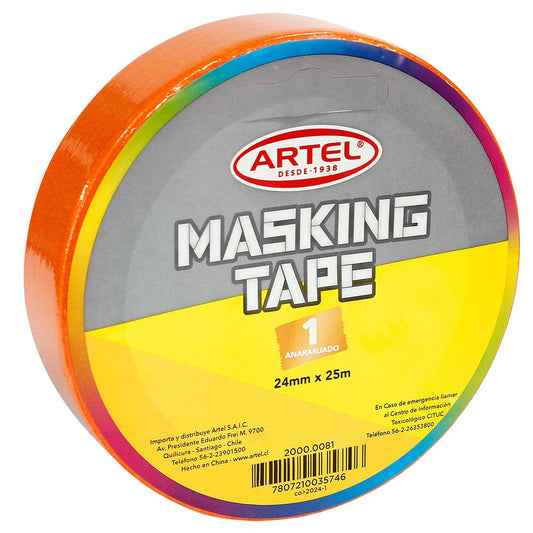 Masking Tape Rollo 24mm x 25mt Anaranjad Artel Nacional Librería
