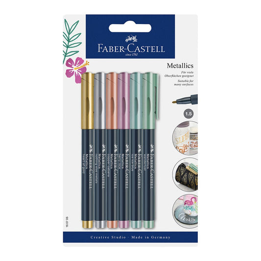 Metallics Marker, 6 colores Faber Castell Nacional Librería