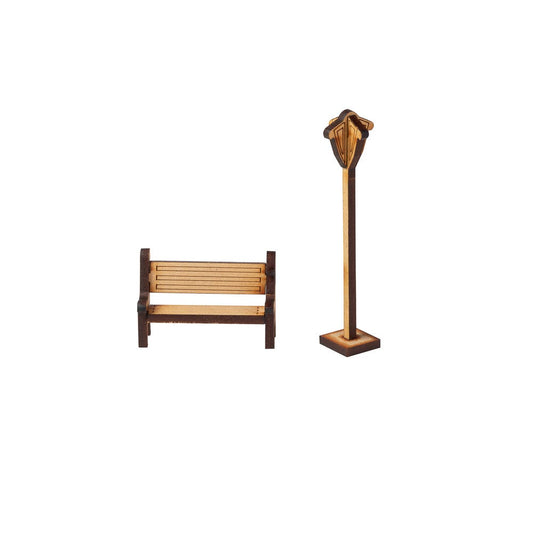 Mueble maqueta Set Banca y Farol Np Manualidades Nacional Librería