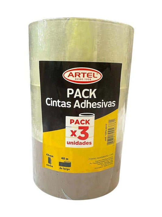 Pack 3 cintas embalar 2 transp,1 café Artel Nacional Librería