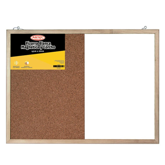 Pizarra blanca magnetica y corcho 45x60c Artel Nacional Librería