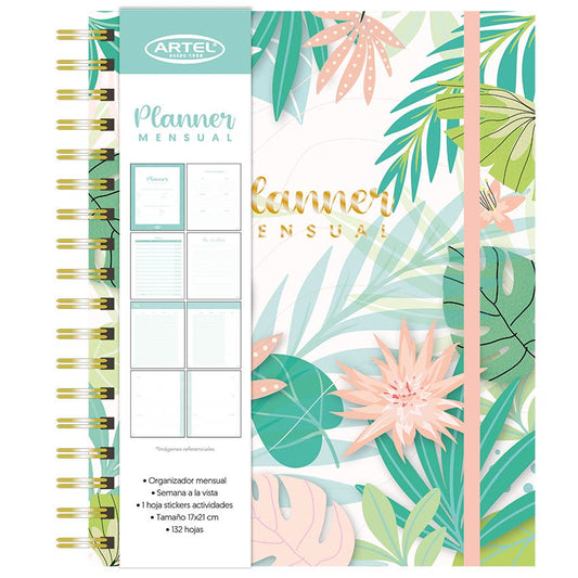Planner 12 meses FloresPastel 17 x 21cm Artel Nacional Librería