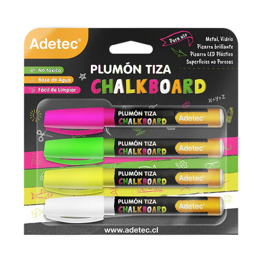 PLUMON TIZA ADETEC COLORES SURTIDOS 4 UN Adetec Nacional Librería