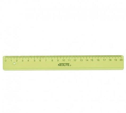 Regla Biselada Transparente Verde 20 cm Neolite Nacional Librería