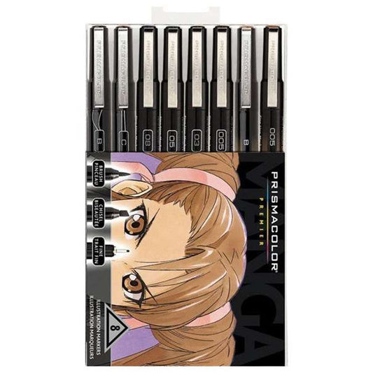 SET 8 TIRALINEAS Y MARCADORES NEGROS Prismacolor Nacional Librería