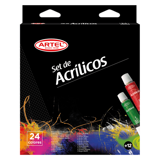 Set Acrílicos Artel 24 colores de 12ml Artel Nacional Librería