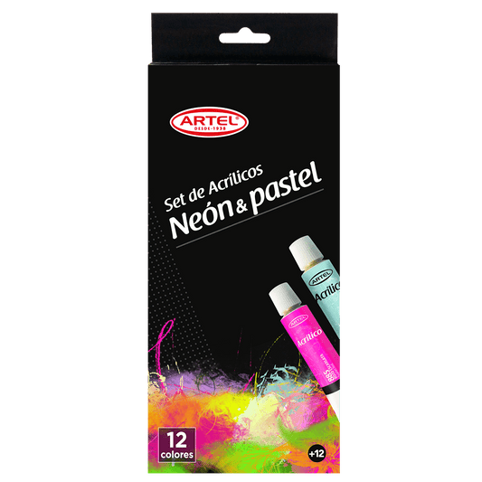 Set Acrílicos Artel 6 Neon+6 Pastel 12ml Artel Nacional Librería