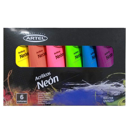 Set Pint.Acrilica fluor/neon 6 col x 22 Artel Nacional Librería