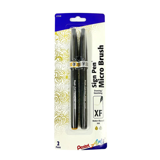 SignPen MicroBrush Set.2un Dor/Pla Pente Pentel Nacional Librería