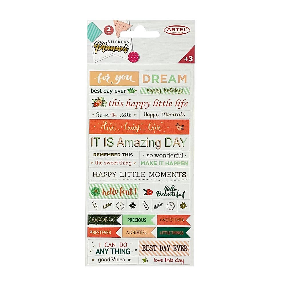 Stickers Motivacional 2 Hojas(170X90MM) Artel Nacional Librería