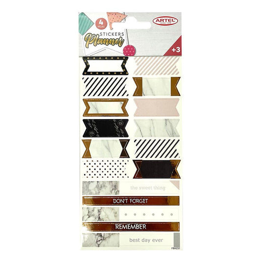 Stickers RoseGoldBlack 4 hojas(170X90MM) Artel Nacional Librería