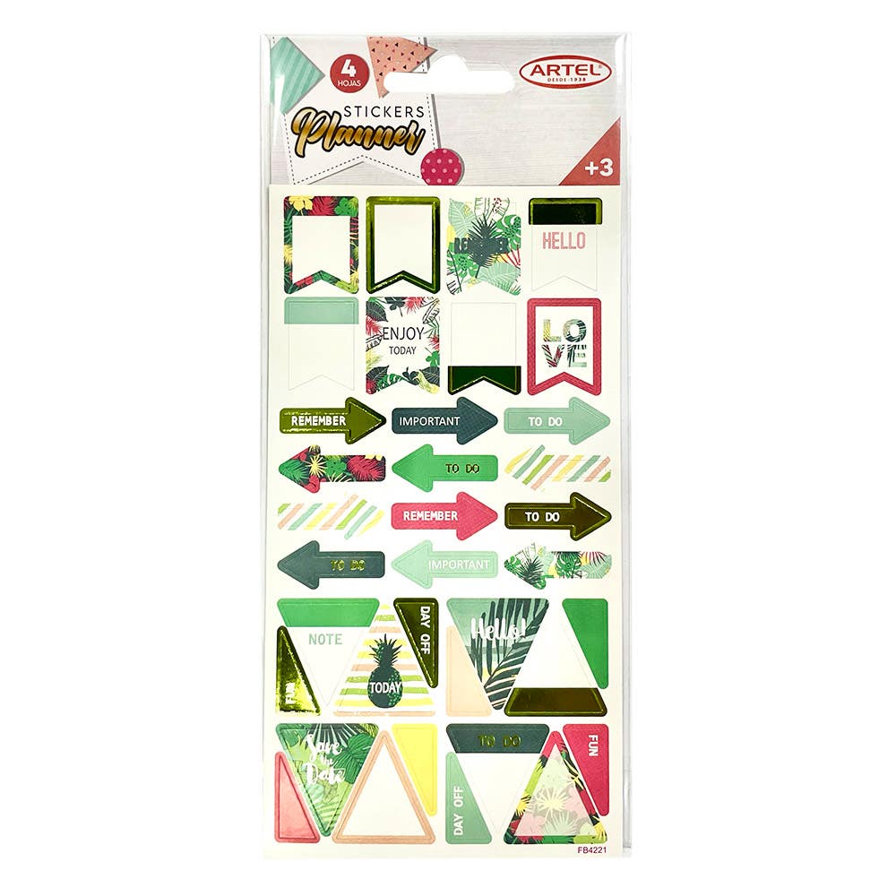 Stickers Tropical 4 hojas (170X90MM) Artel Nacional Librería