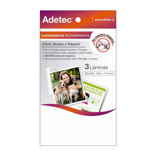 TARJ. LAMINADORA AUTOADH 114x164 MM Adetec Nacional Librería