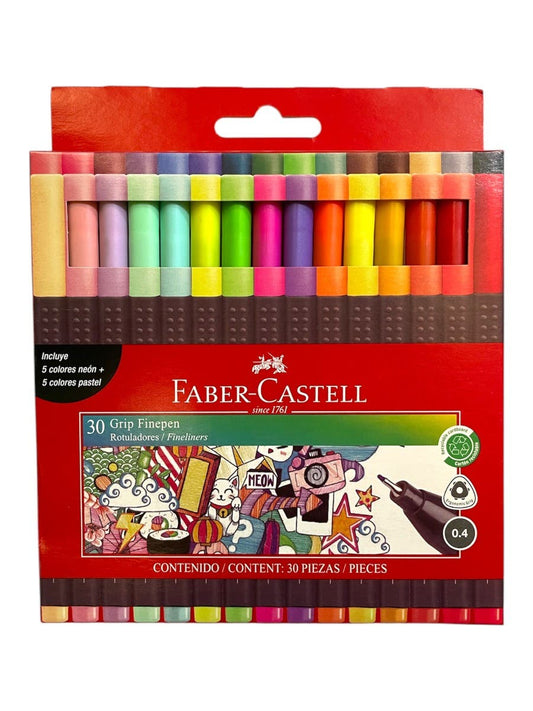 Tiralíneas Grip Finepen cartón x30 Faber Castell Nacional Librería