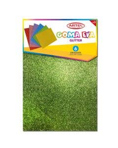 Set 6 Goma Eva Stylo Glitter Colores A4 Artel