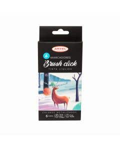 Est. Marcadores Brush Click 6 Col Metali
