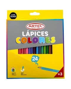 Estuche 24 Lápices de Colores Largos Artel