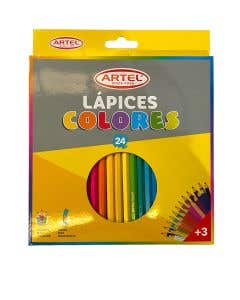Estuche 24 Lápices de Colores Largos Artel