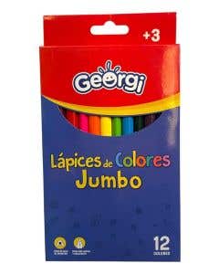 Estuche 12 Lápices de Color Largo Jumbo Georgi