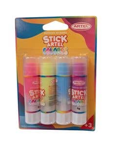 PACK DE ADHESIVO EN BARRA STRONG STICK ARTEL X4 COLORES 