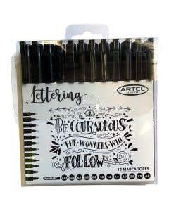 Set. Marcadores Lettering 12 puntas n. Artel
