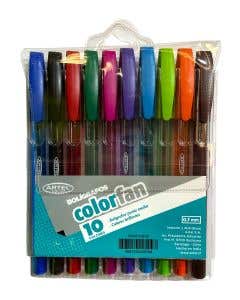 Pack 10 boligrafos Color Fan 2.0. Artel