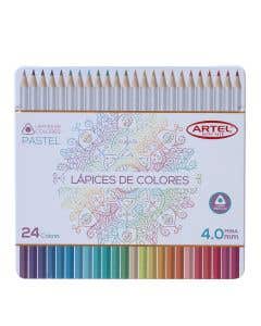 Estuche Metálico 24 lápices colores pasteles ARTEL