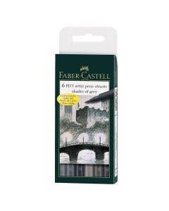 Set 6 Marcadores Pitt Artist Pen Brush Shades Of Grey Faber Castell