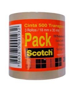 Pack 3M 3 Cinta Transp. 3M 500 18x30