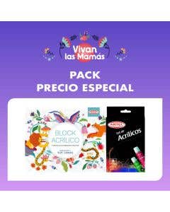 Pack Día de la Madre Acrílico: Block Pintura Acrílica + Set Acrílicos Artel 8 Colores 12 ml
