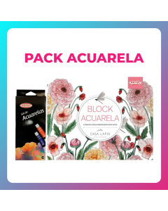 Pack Acuarela Block + Set de Acuarelas 12 colores de 12 ml