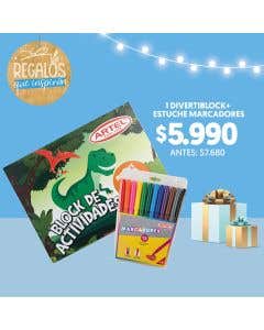 PACK REGALO: Divertiblock Dinosaurios + Estuche 12 Marcadores Artel