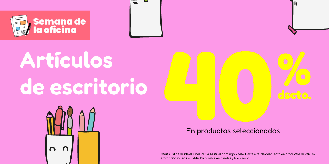 Hasta 40% de Descuento en Artículos de Escritorio