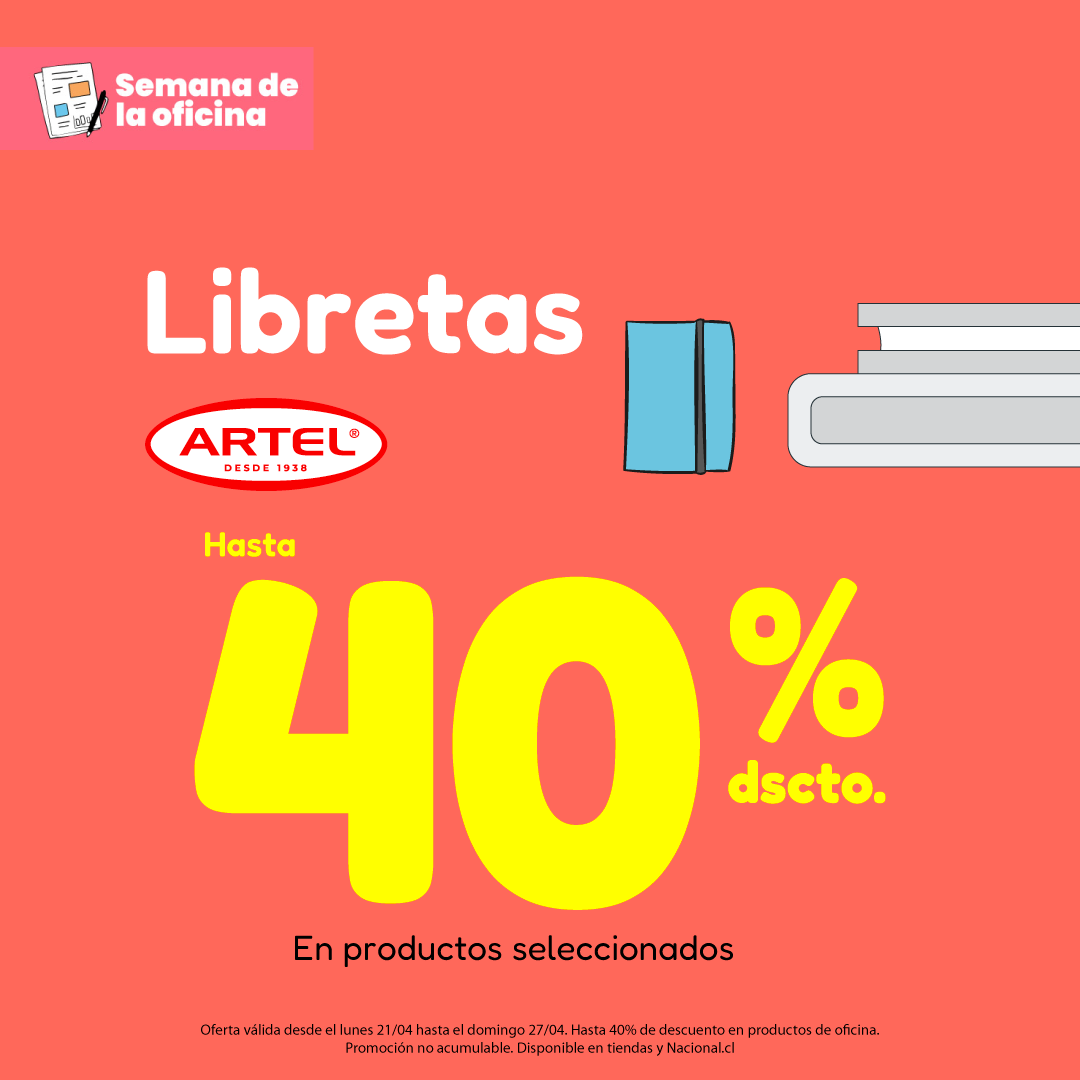 Hasta 40% de Descuento en Libretas Artel